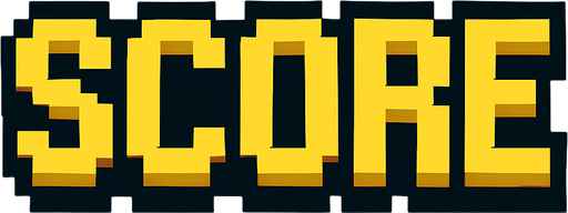 texto hecho con pixeles que diga score.
In-Game asset.  2d.  High contrast.  No shadows