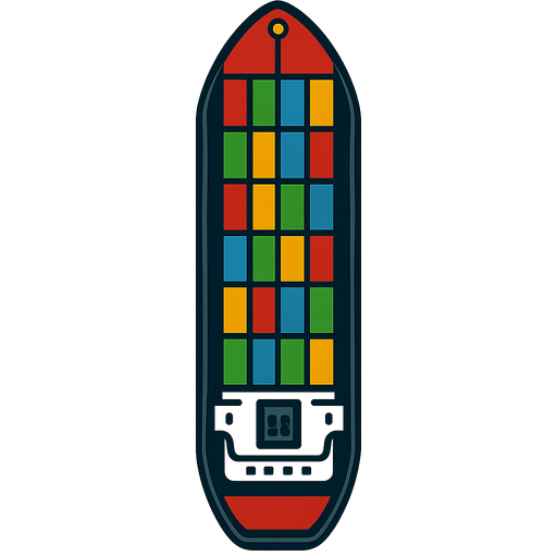 Long Cargo ship top down.
In-Game asset.  2d.  High contrast.  No shadows