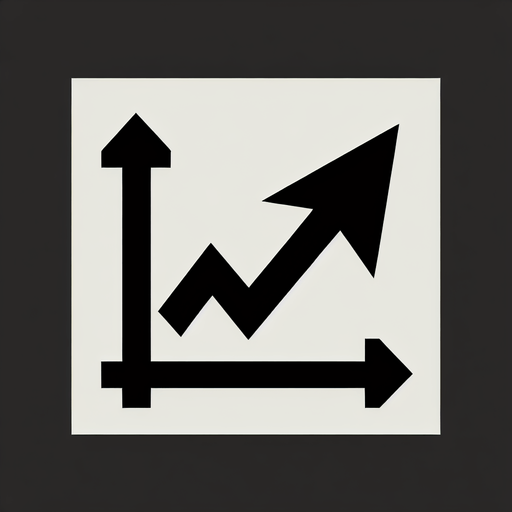 Стрелка графика стемится вверх, черный.
Single Game Texture. In-Game asset. 2d. Blank background. High contrast. No shadows.