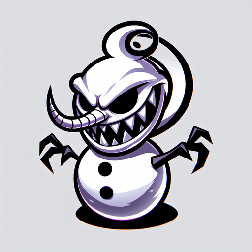cartoony evil snowman character

Single Game Texture. In-Game asset. 2d. Blank background. High contrast. No shadows.