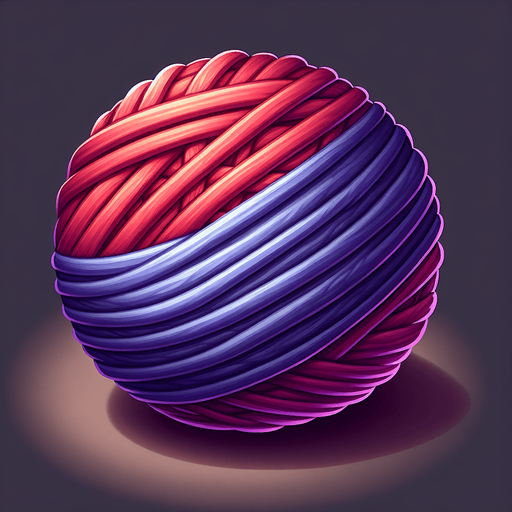 Una bola de lana.
Single Game Texture.  In-Game asset.  2d.  Blank background.  High contrast.  No shadows