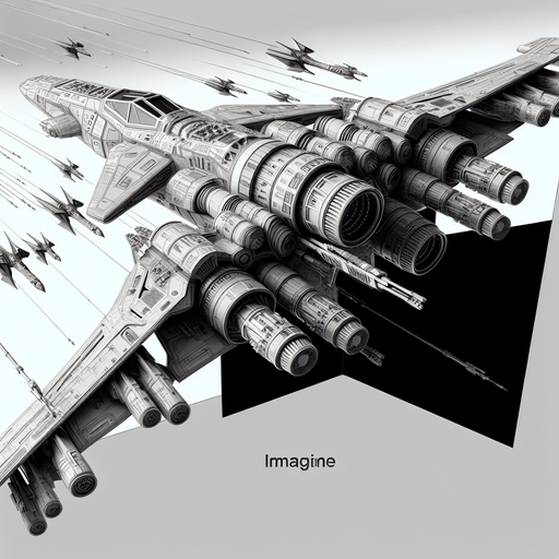 military spaceship flies upward.
Single Game Texture. In-Game asset. 2d. Blank background. High contrast. No shadows.