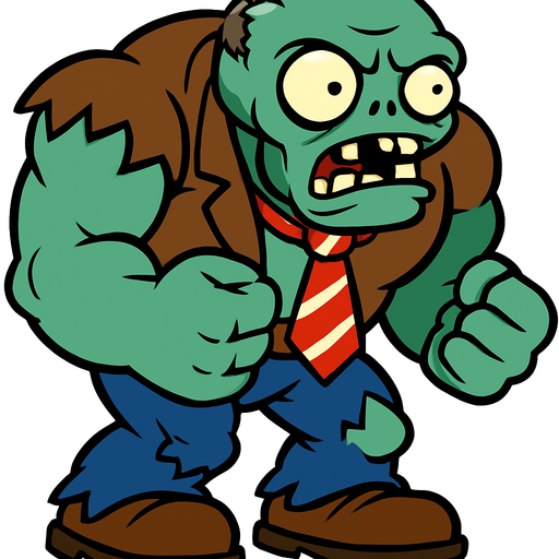 Strong zombie de plantas vs zombies.
In-Game asset.  2d.  High contrast.  No shadows