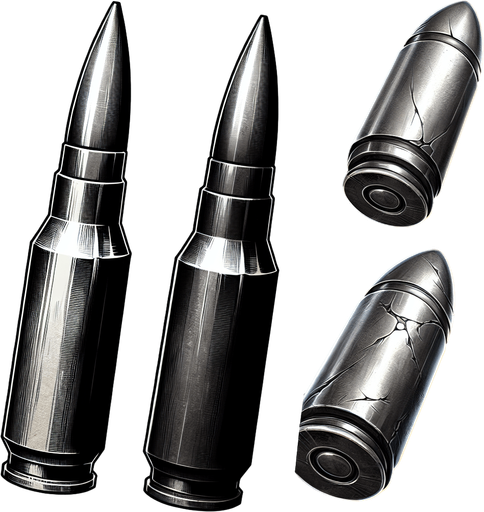 Bullet.
Single Game Texture.  In-Game asset.  2d.  Blank background.  High contrast.  No shadows