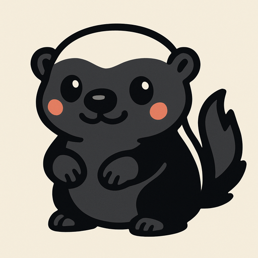 cute honey badger.
In-Game asset.  2d.  High contrast.  No shadows