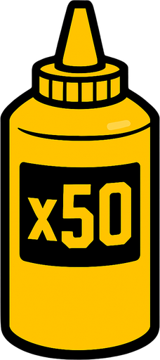 Mustard Bottle, label is x50.
In-Game asset.  2d.  High contrast.  No shadows