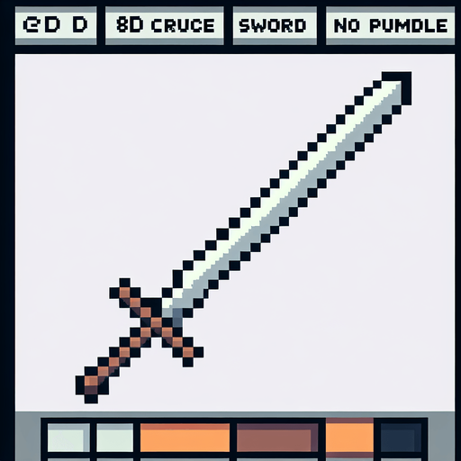 A thin crude sword, no pommel. 8 bit pixel art..
Single Game Texture.  In-Game asset.  2d.  Blank background.  High contrast.  No shadows
