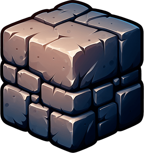 A small stone Single Game Texture. In-Game asset. 2d. Blank background. High contrast. No shadows.