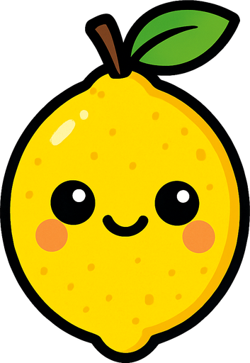 Lemon with cute face.
In-Game asset.  2d.  High contrast.  No shadows