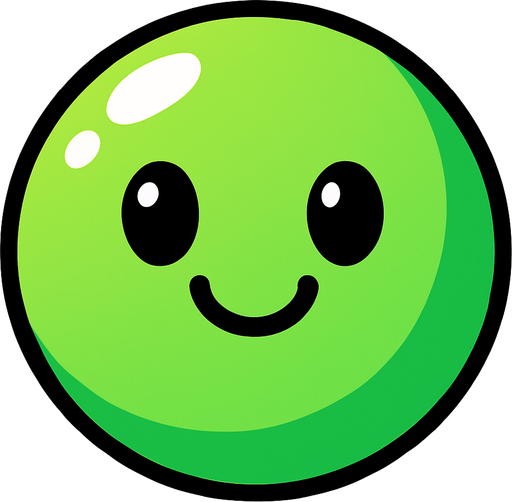 Mutlu, yeşil bir bubble.
In-Game asset.  2d.  High contrast.  No shadows