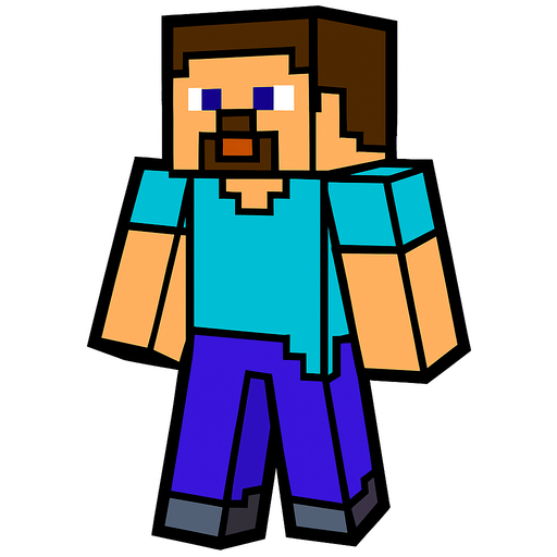 minecraft steve.
In-Game asset.  2d.  High contrast.  No shadows