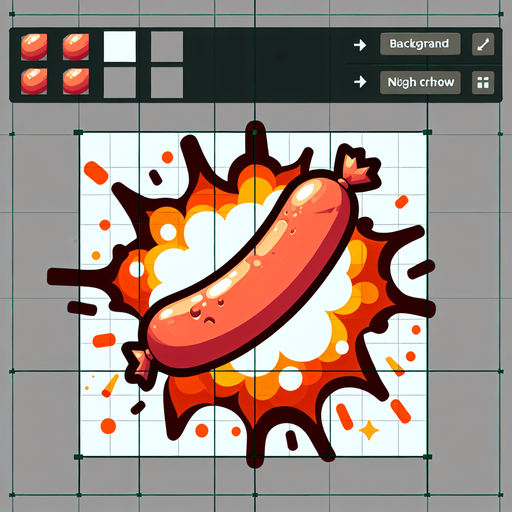 An exploding sausage.
Single Game Texture. In-Game asset. 2d. Blank background. High contrast. No shadows.
