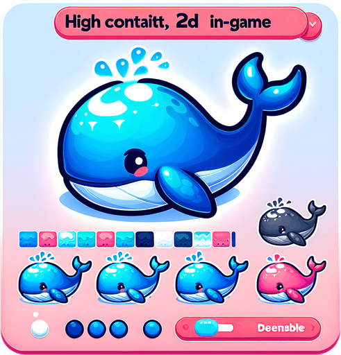 Very adorable whale.
Single Game Texture.  In-Game asset.  2d.  Blank background.  High contrast.  No shadows