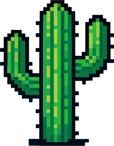 2D Retro kaktüs.
In-Game asset.  2d.  High contrast.  No shadows