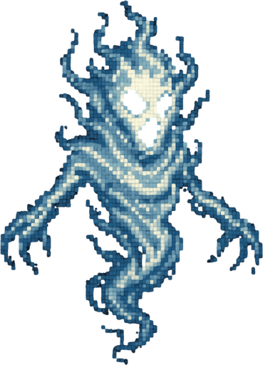Air wisp character dark souls style 2d pixel art.
In-Game asset.  2d.  High contrast.  No shadows