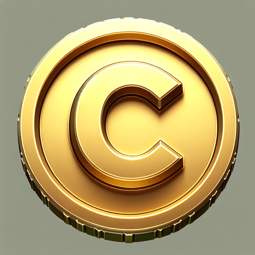 altın coin üstünde C yazsın.
Single Game Texture.  In-Game asset.  2d.  Blank background.  High contrast.  No shadows