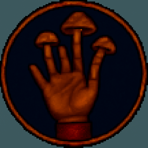 A hand with its fingers symbolizing fungus