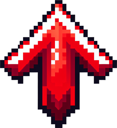 pixel art of a red chevron.
Single Game Texture. In-Game asset. 2d. Blank background. High contrast. No shadows.