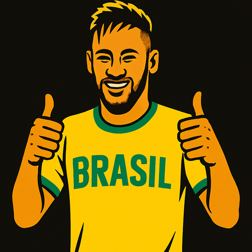 brasil tshirt neymar is making thumbsup.
In-Game asset.  2d.  High contrast.  No shadows