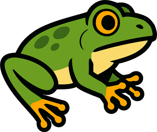 buat gambar frogg side scrolling siap melompat.
In-Game asset.  2d.  High contrast.  No shadows