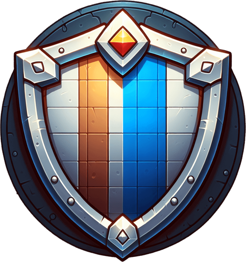 Shield.
Single Game Texture.  In-Game asset.  2d.  Blank background.  High contrast.  No shadows