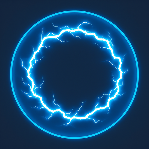 An large circle of electric energy an circular force field shield.
In-Game asset.  2d.  High contrast.  No shadows