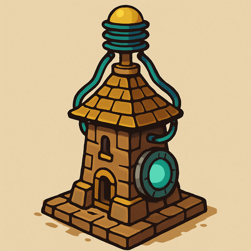 antik elektrik atıcı kule.
In-Game asset.  2d.  High contrast.  No shadows