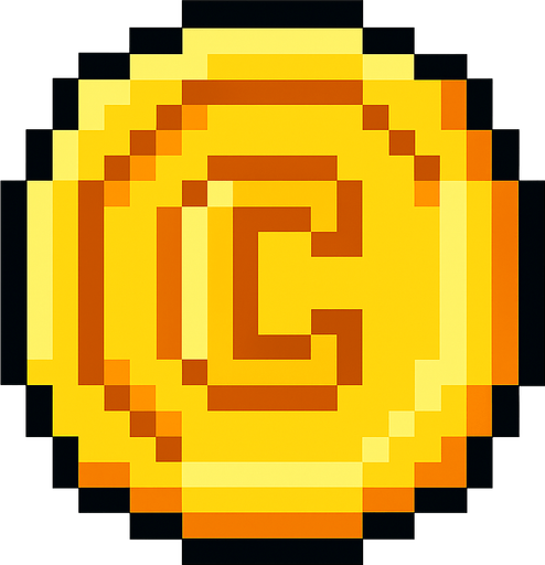 Pixel coin.
In-Game asset.  2d.  High contrast.  No shadows