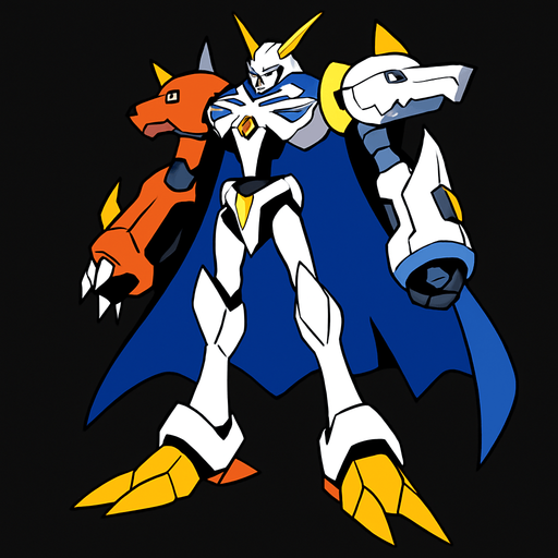 Omegamon.
In-Game asset.  2d.  High contrast.  No shadows