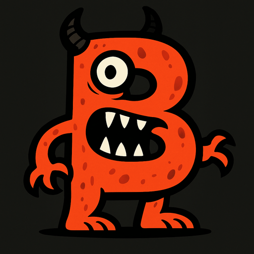 B harfine benzeyen bir canavar.
In-Game asset.  2d.  High contrast.  No shadows