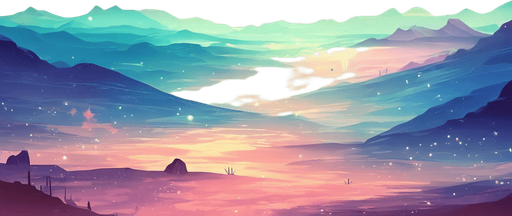 beautiful landscape. starry sky, pastel colours, high definition, alien world. Single Game Texture. In-Game asset. 2d. Blank background. High contrast. No shadows.