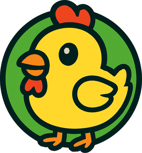 ball chicken and green.
In-Game asset.  2d.  High contrast.  No shadows