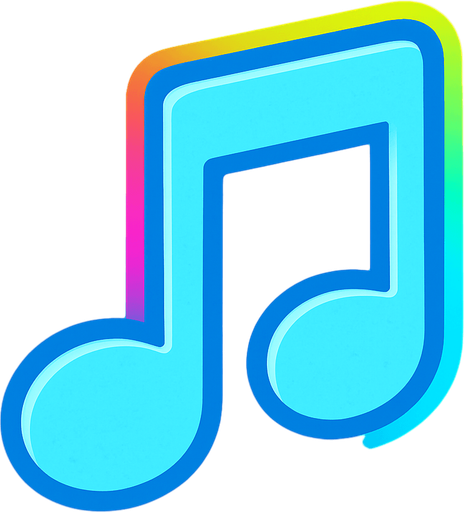 Ice blue with a bright color stroke music note.
In-Game asset.  2d.  High contrast.  No shadows