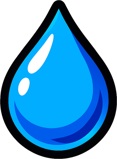Water drop.
In-Game asset.  2d.  High contrast.  No shadows