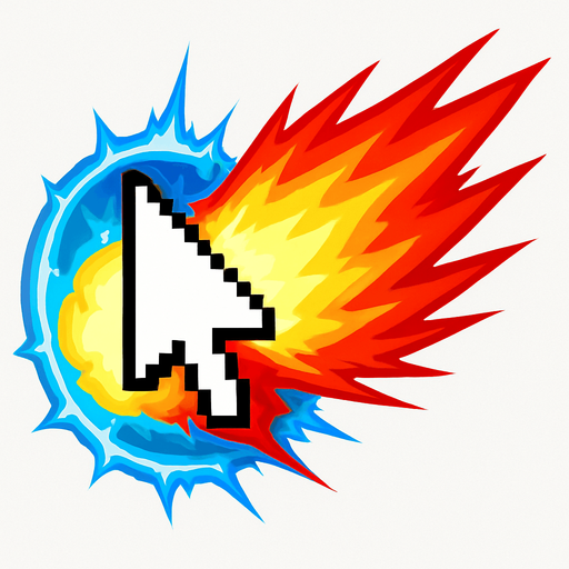 Cursor hadouken overpowed.
In-Game asset.  2d.  High contrast.  No shadows
