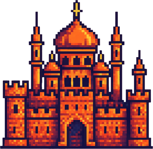 ottoman castle.
In-Game asset.  2d.  High contrast.  No shadows. pixel art