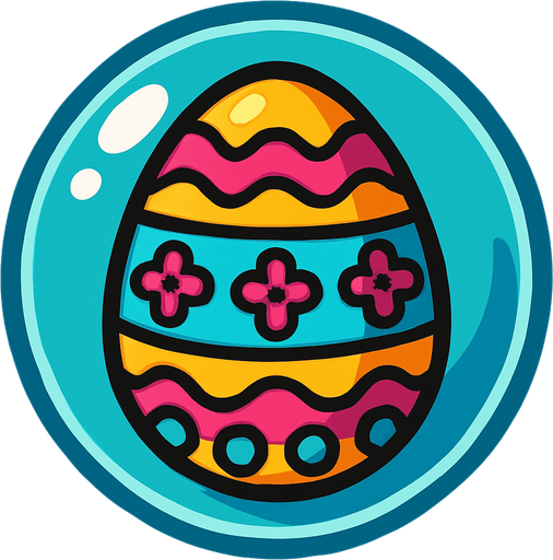 an easten egg in a bubble.
In-Game asset.  2d.  High contrast.  No shadows