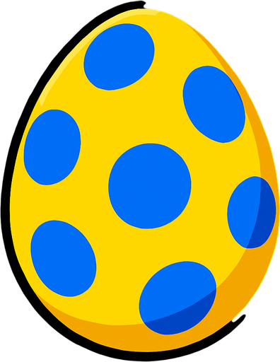 A yellow egg With Blue dots.
In-Game asset.  2d.  High contrast.  No shadows