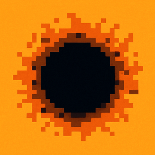 un agujero hecho con pixeles.
In-Game asset.  2d.  High contrast.  No shadows