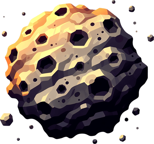 Asteroid.
Single Game Texture.  In-Game asset.  2d.  Blank background.  High contrast.  No shadows
