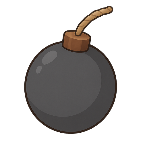 bomba. No background. Transparent background. Blank background. No shadows. 2d. In-Game asset. flat