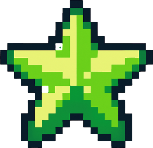 2d star pixel art green.
In-Game asset.  2d.  High contrast.  No shadows