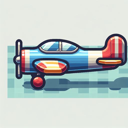 самолет игрушечный, вид сбоку..
Single Game Texture. In-Game asset. 2d. Blank background. High contrast. No shadows.