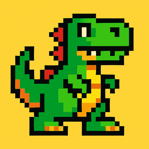 2D Retro Dinozor.
In-Game asset.  2d.  High contrast.  No shadows