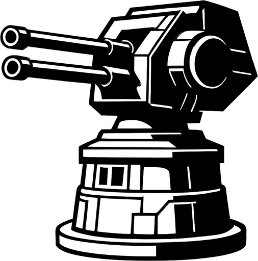Death Star turret.
In-Game asset.  2d.  High contrast.  No shadows