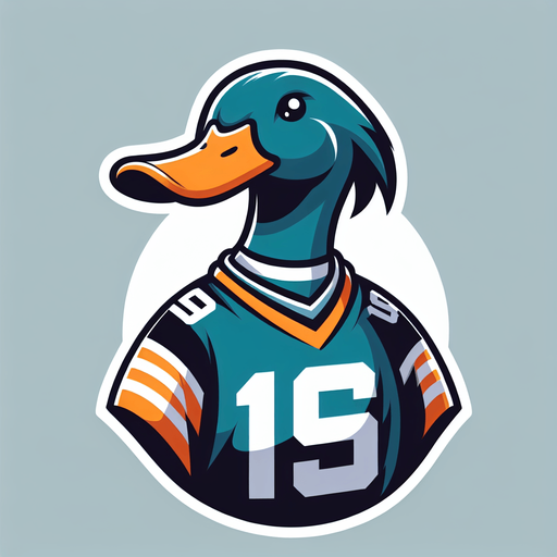 Duck in a jersey..
Single Game Texture. In-Game asset. 2d. Blank background. High contrast. No shadows.