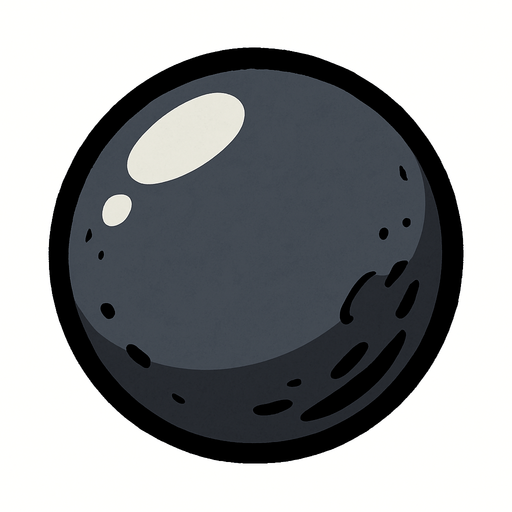 yuvarlak havan topu mermisi.
In-Game asset.  2d.  High contrast.  No shadows