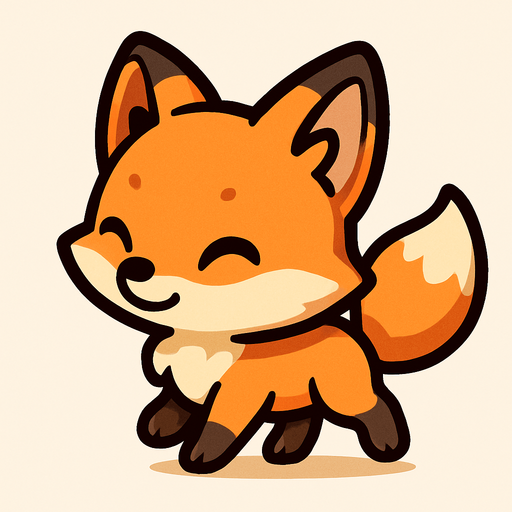 Cute, tiny, sweet, fox, walking.
In-Game asset.  2d.  High contrast.  No shadows