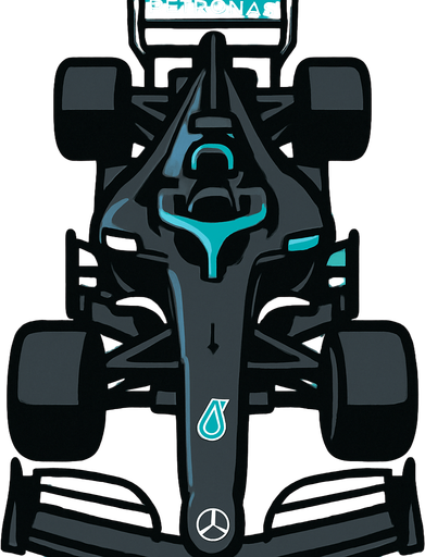 f1 mercedes car 2d vertical.
In-Game asset.  2d.  High contrast.  No shadows