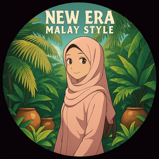 Anime style design for the round shape song cover of New Era Malay Style